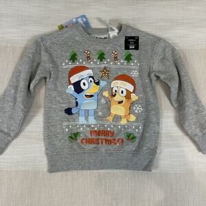 NWT Bluey & Bingo Unisex Kids Size XS Christmas Crewneck Sweatshirt NEW X Small